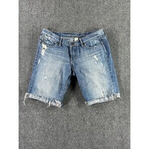Abercrombie & Fitch Womens Distressed Denim Bermuda Shorts Medium Wash Size 6